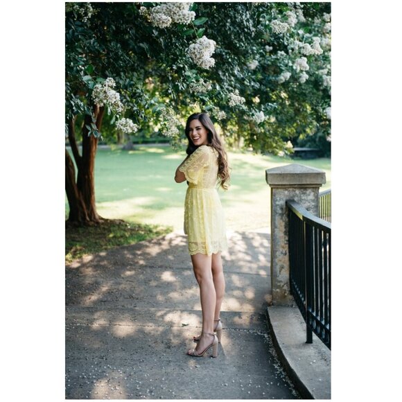 Socialite Lace Minidress in Butter Yellow - Picture 2 of 10